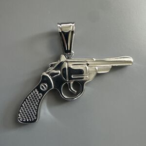 Stainless Steel Pendant Gun Pistol Hip Hop Street Wear 24” Box Chain Gift Men’s